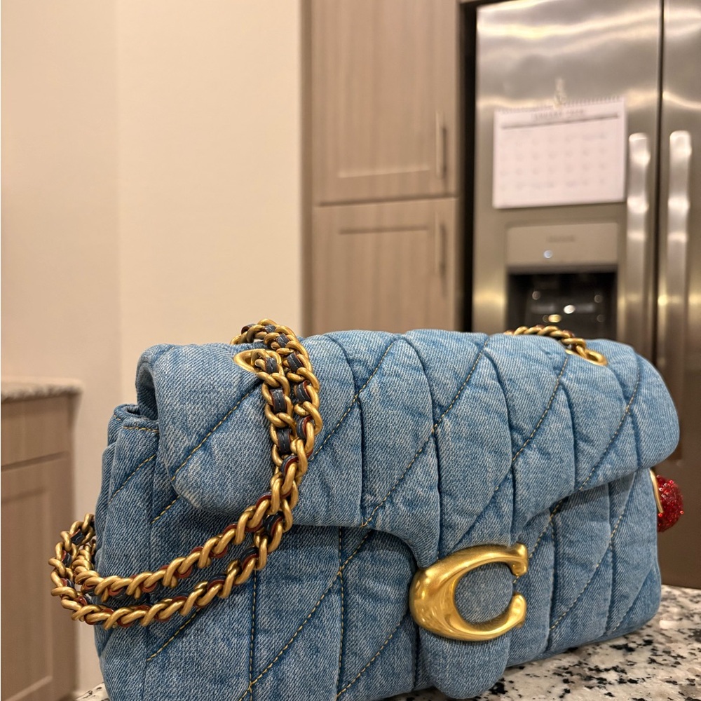 Coach Denim Quilted Tabby 26 Shoulder Bag with Gold Accents - Picture 3 of 5